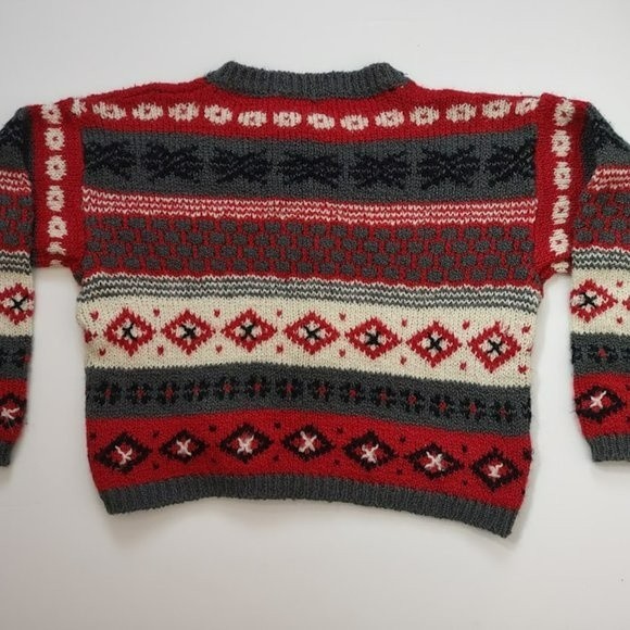 Vintage InDesign 80s 90s Striped Boxy Oversize Chiristmas Cardigan Sweater Large - Picture 10 of 11